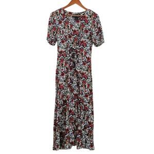 Vintage Jamie Brooke floral tie maxi dress shoulder pads cutout 7